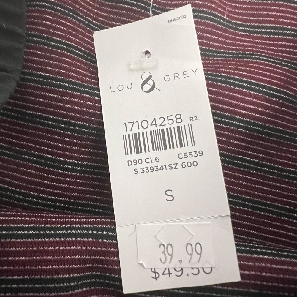 Lou & Grey Women’s Striped Pull On Skirt Wine/Black Drawstring Size Small New - Picture 9 of 9
